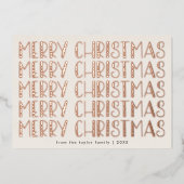 ルーシーバラゴールドフォイルおもしろいファミリーメリークリスマス 箔シーズンカード (正面)