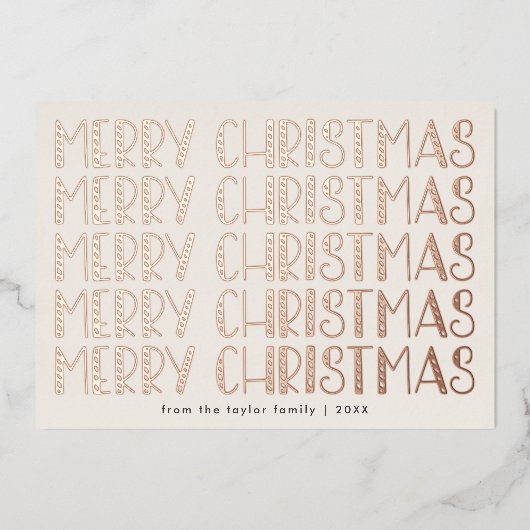 ルーシーバラゴールドフォイルおもしろいファミリーメリークリスマス 箔シーズンカード (正面)