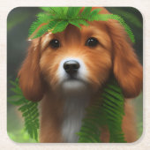 ルーシーラブラドールの子犬 スクエアペーパーコースター (正面)