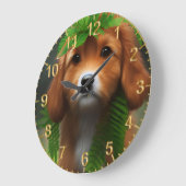 ルーシーラブラドールの子犬 ラージ壁時計 (傾斜)