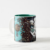 "ルーシー"の蒸気のパンクの気球の妖精の芸術のマグ ツートーンマグカップ (正面左)