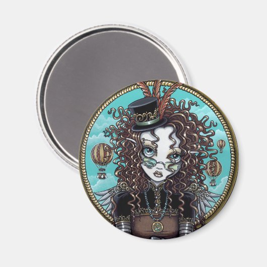 "ルーシー"スチームパンクエアバルーン妖精アートマグネット マグネット (正面/裏面)