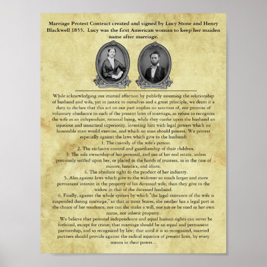 ルーシー・ストーン婚姻契約参政権 ポスター (正面)
