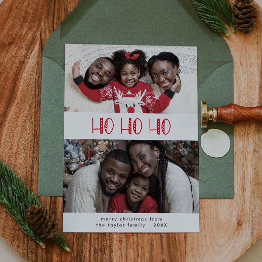 ルーシー・レッドおもしろいキッド家族ホホホホ2写真クリスマス シーズンカード