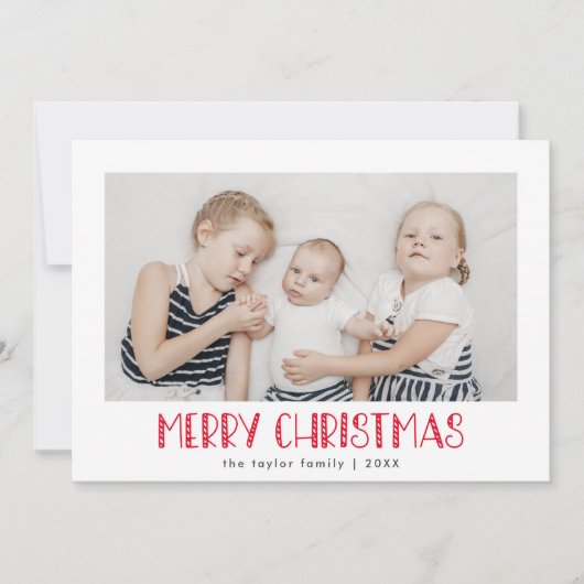 ルーシー・レッドおもしろいファミリー写真フェスティバルメリークリスマス シーズンカード (正面)