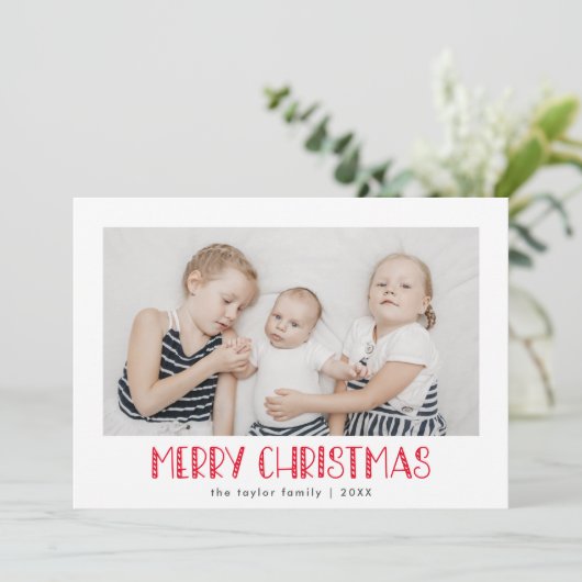 ルーシー・レッドおもしろいファミリー写真フェスティバルメリークリスマス シーズンカード (スタンド正面)