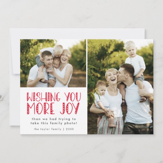 ルーシー・レッドユニークおもしろいファミリー写真クリスマおもしろいス シーズンカード (正面)