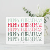 ルーシー・レッド・グリーン可愛いおもしろいファミリーメリークリスマス シーズンカード (スタンド正面)