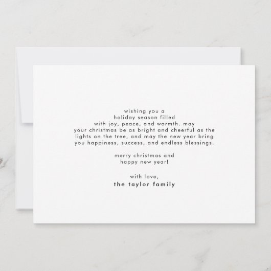 ルーシー・レッド・グリーン可愛いおもしろいファミリーメリークリスマス シーズンカード (裏面)