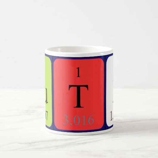 ルースの周期表の名前のマグ コーヒーマグカップ (中央)