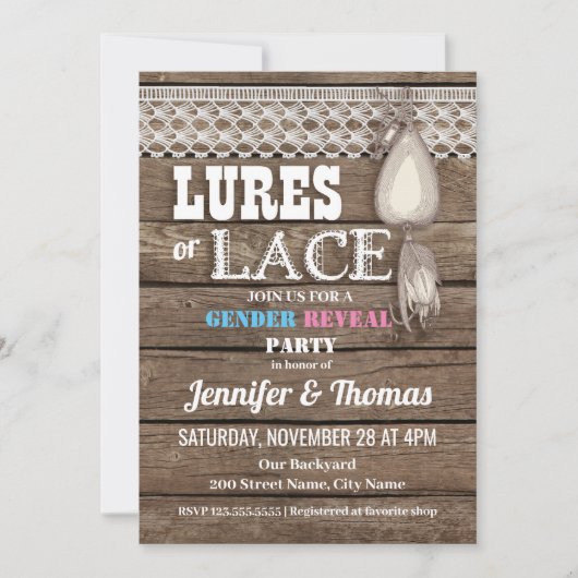 ルースまたはレースベビーの性別の表示 招待状 (正面)