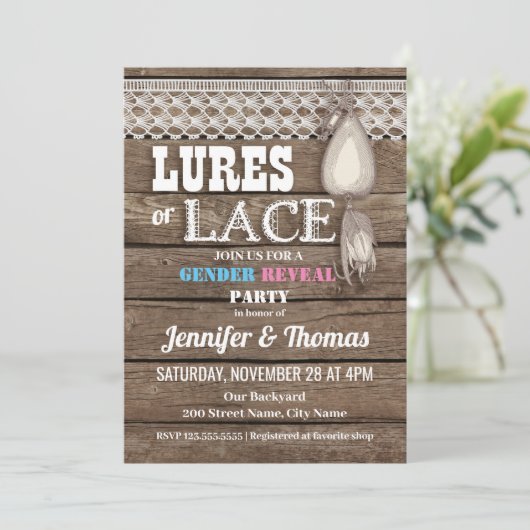 ルースまたはレースベビーの性別の表示 招待状 (スタンド正面)