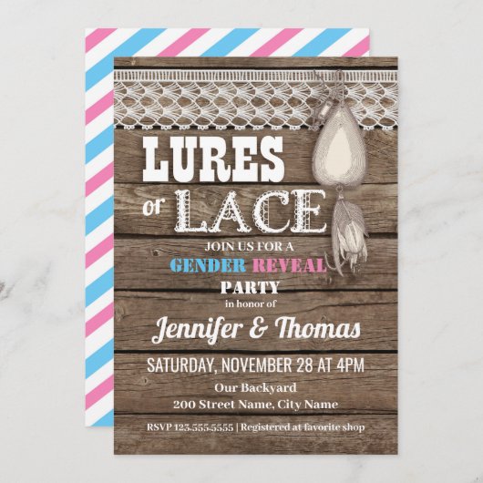 ルースまたはレースベビーの性別の表示 招待状 (正面/裏面)