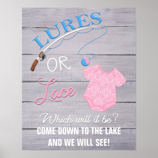 ルースまたはレース木製ジェンダー明らかにベビーのサイン ポスター (正面)