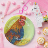 ルースタカラフルーハッピーバースデー ペーパープレート (パーティー)