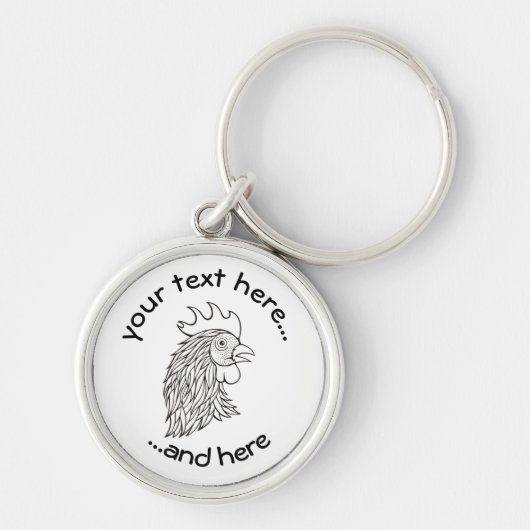 ルースターのヘッドラインアート キーホルダー (正面)