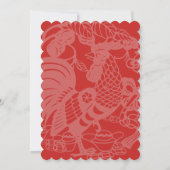 ルースターイヤーレッドエッグジンジャーパーティーベビー招待状 招待状 (裏面)