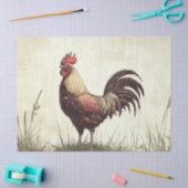 ルースターイラストレーションヴィンテージトーンデカップージ 薄葉紙 (クラフト)