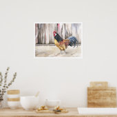 ルースターウォーターカラーアートプリント ポスター (キッチン)