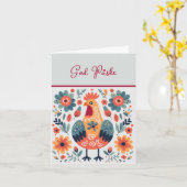 ルースターオレンジイエローターコイズゴッドポーズク カード (黄色い花)