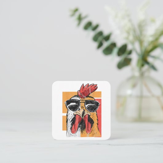 ルースターカッコいい着用サングラスレトロヴィンテージシック スクエア名刺 (スタンド正面)