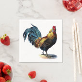 ルースターカラフルカントリーチキンヴィンテージ写真 スタンダードカクテルナプキン (インサイチュ)