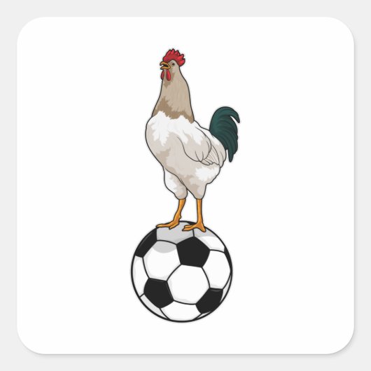 ルースターサッカー選手サッカー スクエアシール (正面)