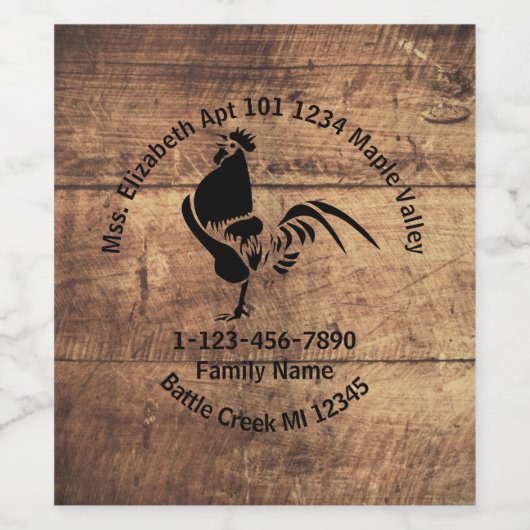 ルースターシルエットファミリーホームアドレス ワインラベル (シングルラベル)