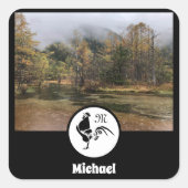 ルースターシルエットモノグラム写真名タグ スクエアシール (正面)