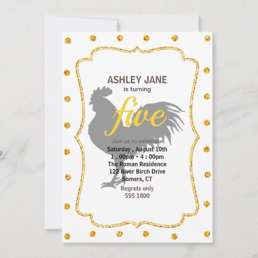 ルースターシルエット-背景色を選択 招待状 (正面)