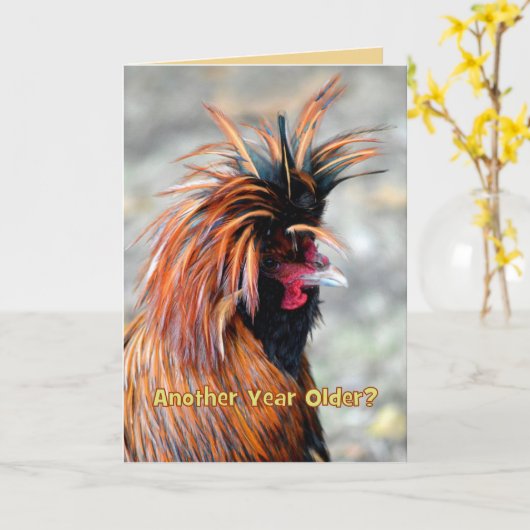 ルースターファンシーハッピーバースデーユーモア カード (黄色い花)