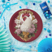 ルースターヘラルドクレストinマルーン ペーパープレート (パーティー)