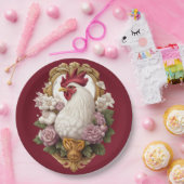 ルースターヘラルドクレストinマルーン ペーパープレート (パーティー)