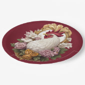 ルースターヘラルドクレストinマルーン ペーパープレート (アングル)