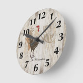 ルースターライズとシャインウォール ラウンド壁時計 (傾斜)