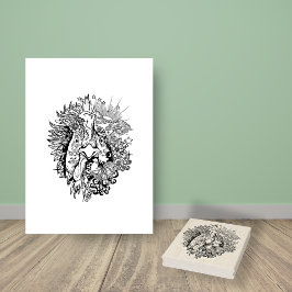 ルースターラインアートカラーリングページ ラバースタンプ