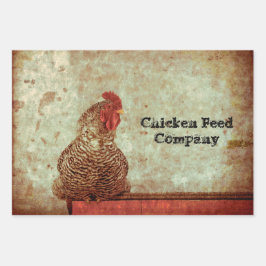 ルースターヴィンテージアンティークテクスチャタイポグラフィファーム ラッピングペーパーシート