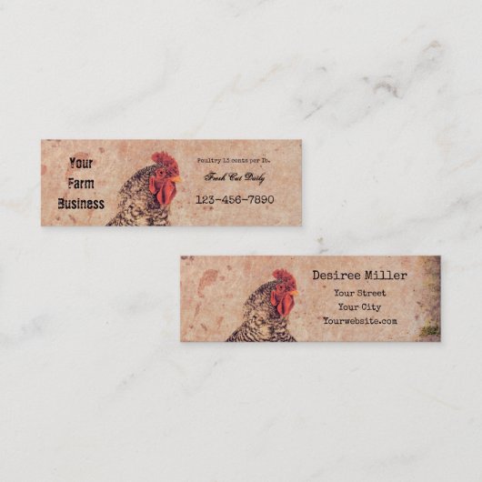 ルースターヴィンテージアンティークテクスチャファームカントリー スキニー名刺 (正面/裏面)