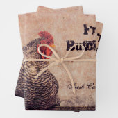 ルースターヴィンテージアンティークテクスチャファームカントリー ラッピングペーパーシート (インサイチュ)