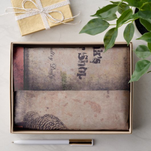 ルースターヴィンテージアンティークテクスチャファームカントリー 薄葉紙 (ギフト)