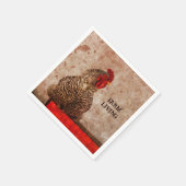 ルースターヴィンテージアンティークブラウンテクスチャファームハウス スタンダードカクテルナプキン (角)