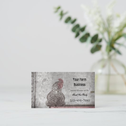 ルースターヴィンテージファームアンティークテクスチャカントリー 名刺 (スタンド正面)