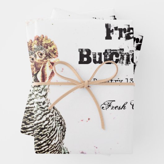 ルースターヴィンテージファームアンティークホワイトテクスチャカントリー ラッピングペーパーシート (インサイチュ)