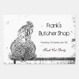 ルースターヴィンテージファーム白黒テクスチャカントリー ラッピングペーパーシート