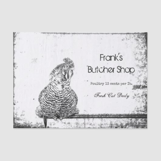 ルースターヴィンテージファーム白黒テクスチャカントリー 薄葉紙 (正面)