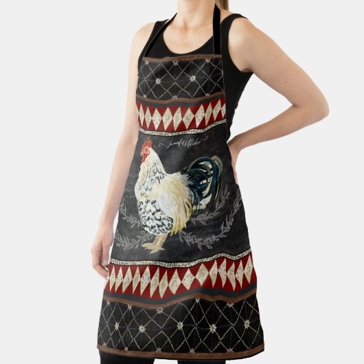 ルースターヴィンテージ素朴ファームハウスチャルクボード(名前付き) エプロン (インサイチュ)