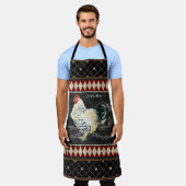 ルースターヴィンテージ素朴ファームハウスチャルクボード(名前付き) エプロン (着用した状態)