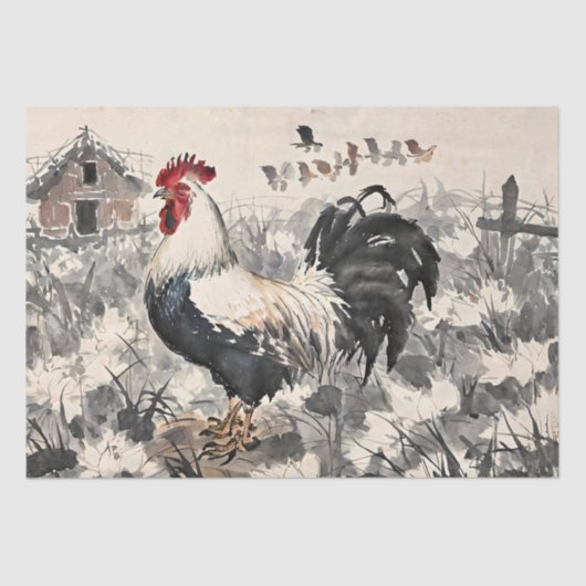 ルースター中国のイン絵画クのデコペ 薄葉紙 (正面)