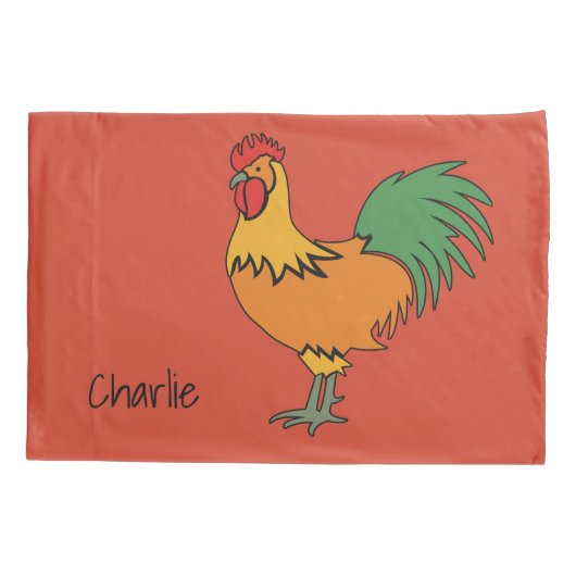 ルースター名前をカスタムする&カラーリバーシブルピローケース 枕カバー (裏面)