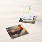 ルースター威厳のあるアート紙コースター スクエアペーパーコースター (インサイチュ)